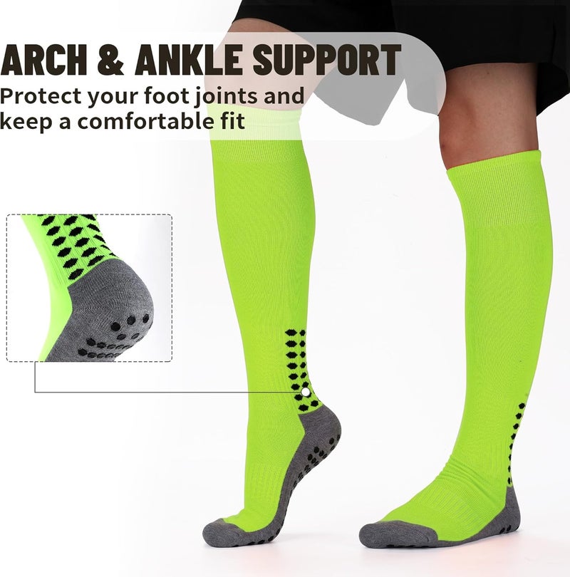 Regilt 3 Pairs Grip Soccer Socks Men Cushioned Non Slip Football Basketball Sports Socks Knee High Long Socks - Image 3